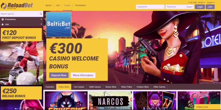 ReloadBet казино. Обзор и бонус для BalticBet.net представлен на фото.