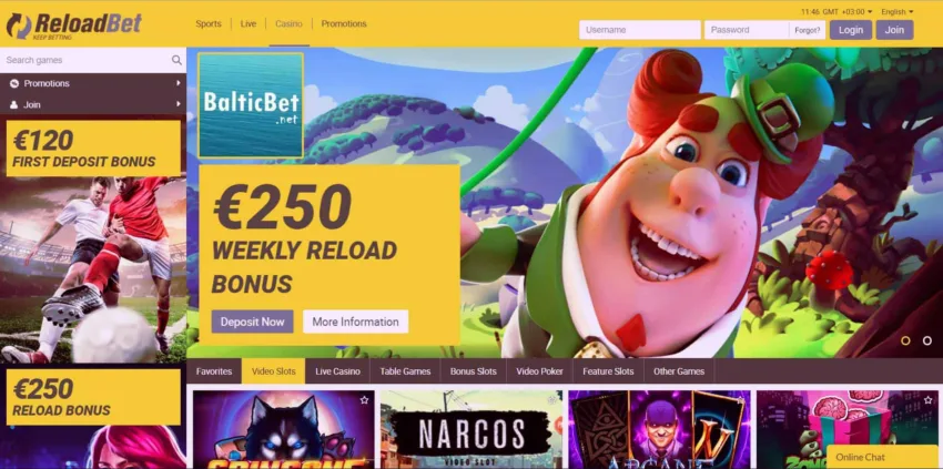 ReloadBet казино и бонусы для Balticbet.net видны на данном снимке.