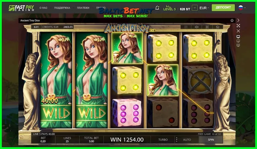 Большой Выигрыш в Fastpay Casino в игре Ancient Troy от провайдера Endorphina есть на фото.