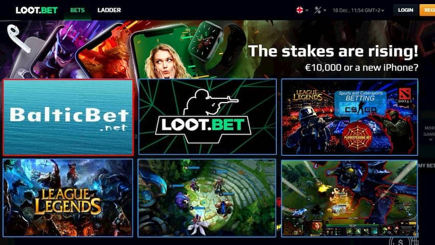 Loot.bet for balticbet.net (cybersports betting) can be seen on this image.
