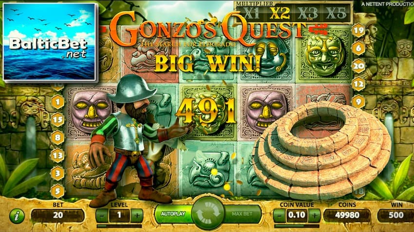 Gonzo's Quest slot can be seen on this image.