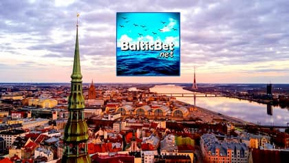 Логотип портала BalticBet.net на фоне города Риги, столицы Латвии, для страницы О Нас есть на снимке.