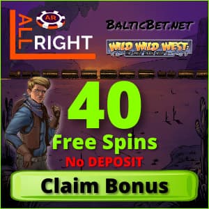 All Right Casino 40 Freispiel Spins Bonus ohne Einzahlung für BalticBet.net ist auf dem Foto.