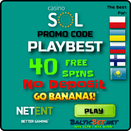 Promocode PLAYBEST 40 free spins in SOL Casino for BalticBet.net is on photo.