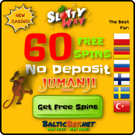 60 бесплатных вращений без депозита в казино SlottyWay на фото.