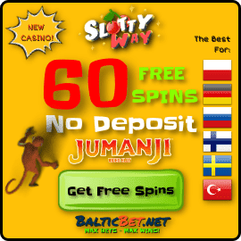 SlottyWay casino 60 troelli heb flaendal ar gyfer cofrestru ar gyfer BalticBet.net yn y llun.