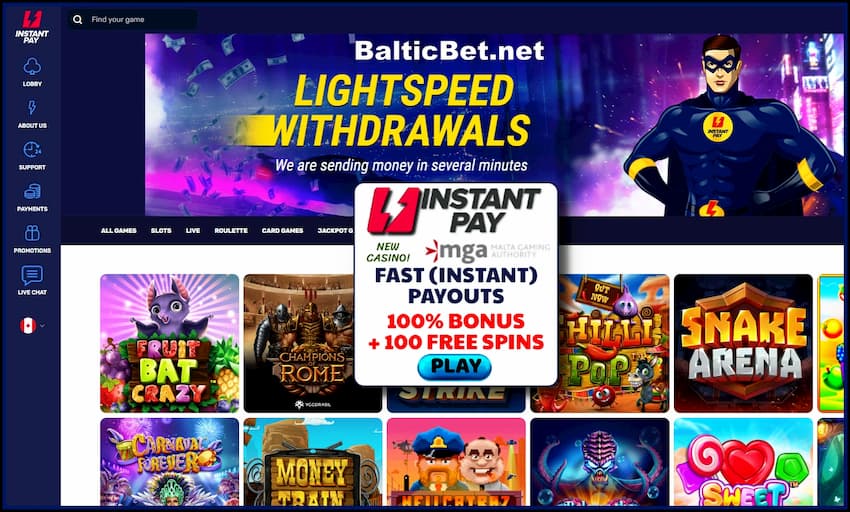 Revizio de InstantPay Casino 2024 kaj Tujaj Pagoj + Bonusoj estas en la foto.