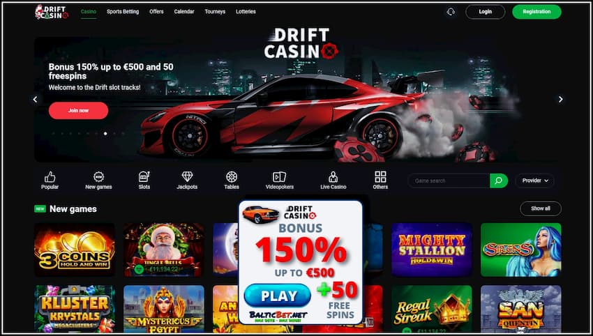 Drift Casino (2021): Обзор, 150% Бонус На Депозит + 50FS! есть на фото.