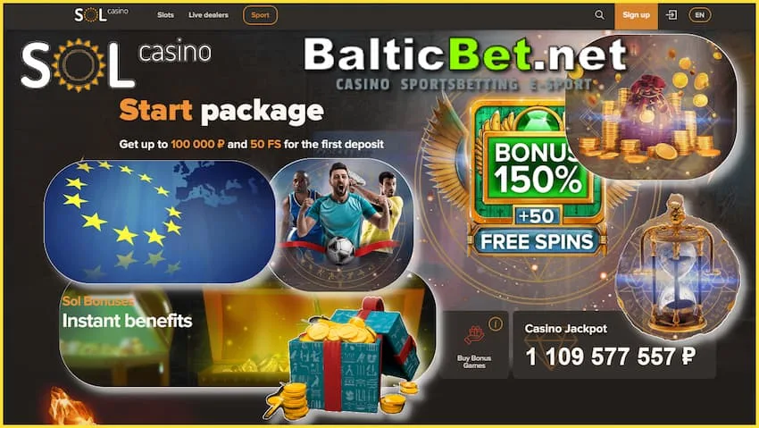 Sol Casino - Молодое Европейское Казино со ставками на спорт входящее в топ 10 онлайн казино.