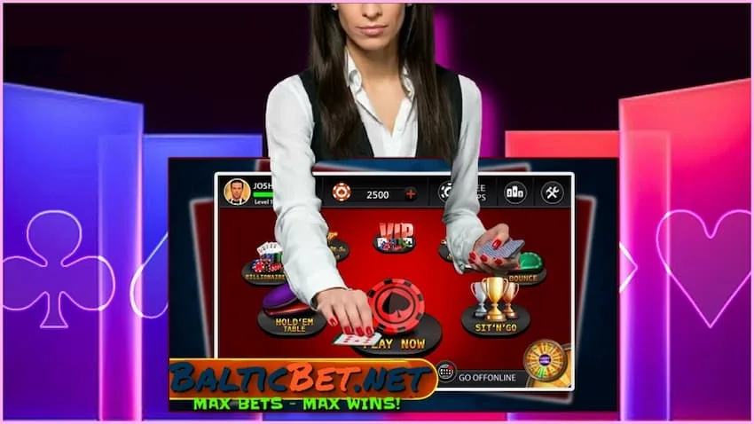 Играть в покер онлайн можно как с одним крупье, так и с другими участниками в Live-режиме Balticbet.net на фото есть