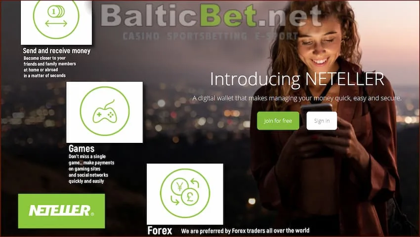 Переводы платежной системы Neteller просты, безопасны и быстры на сайте BalticBet.net на фото есть