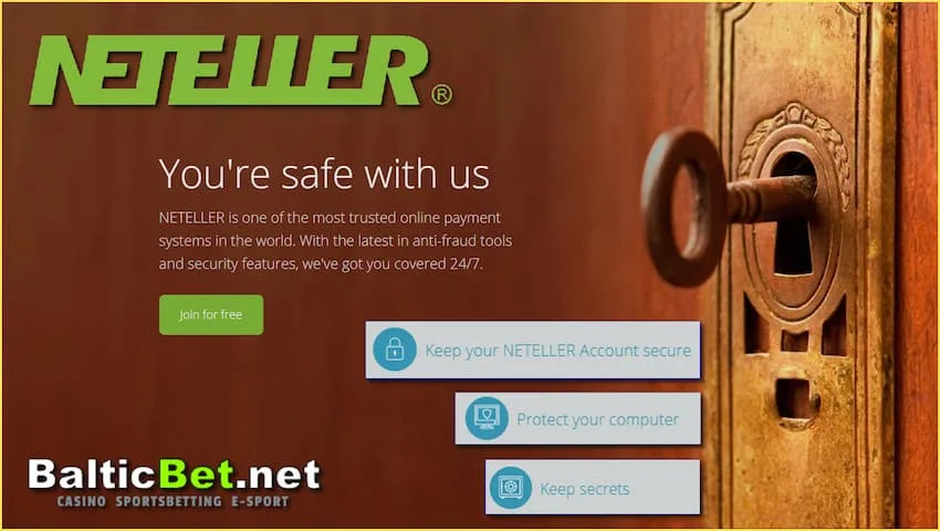 Neteller использует новейшие технологии защиты на сайте BalticBet.net на фото есть