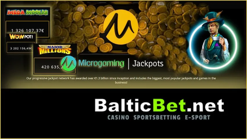 У компании Microgaming есть несколько слотов с прогрессивным джекпотом на сайте BalticBet.net на фото есть