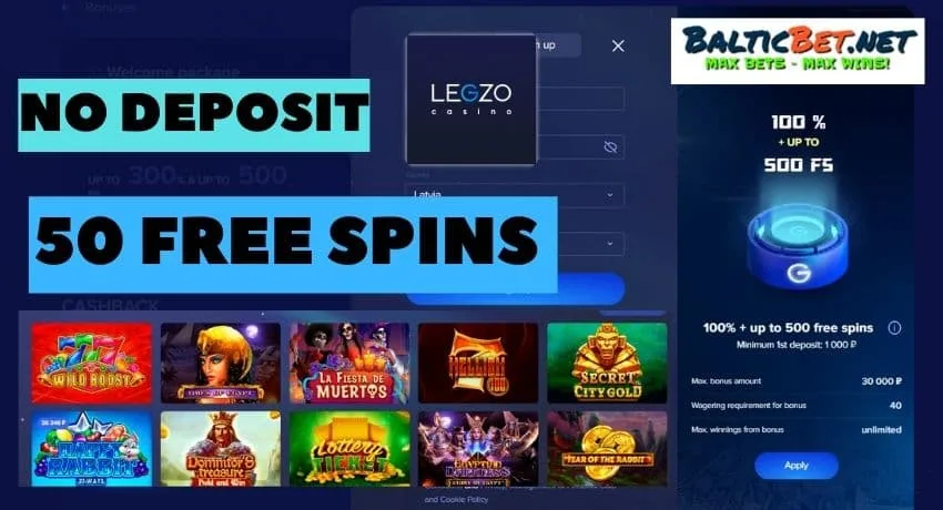 Новые игроки могут получить 100 бесплатных вращений без депозита в Legzo Casino, используя бонусный код PLAYBEST на фото.