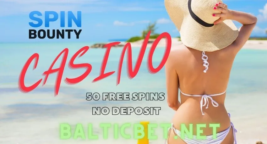 Получи 50 бесплатных вращений без депозита в игровом автомате и начни играть в онлайн казино SpinBounty на фото.