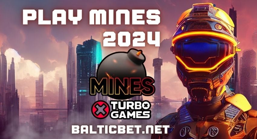 Логотип крэш игры Mines Turbo Games в онлайн казино в 2024 году.